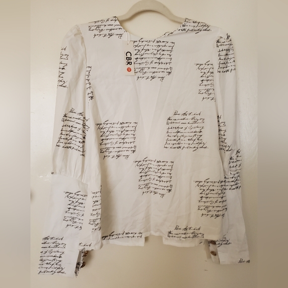 New CBR Chic Boutique Rose Full Back Gold Button Down Blouse. - Picture 3 of 12